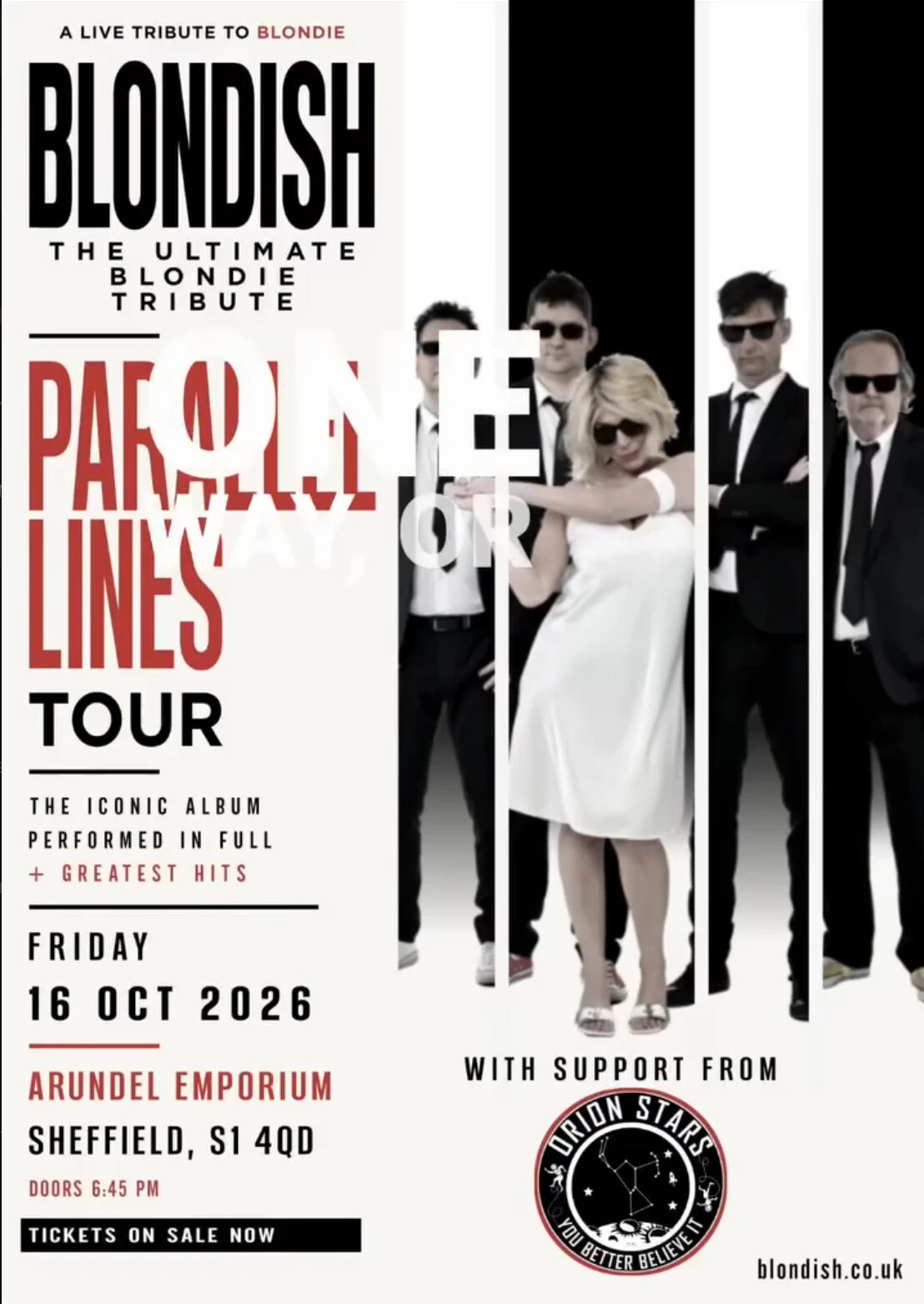 Blondish Parallel Lines Tour flyer - Arundel Emporium, Sheffield, Friday 16 October 2026