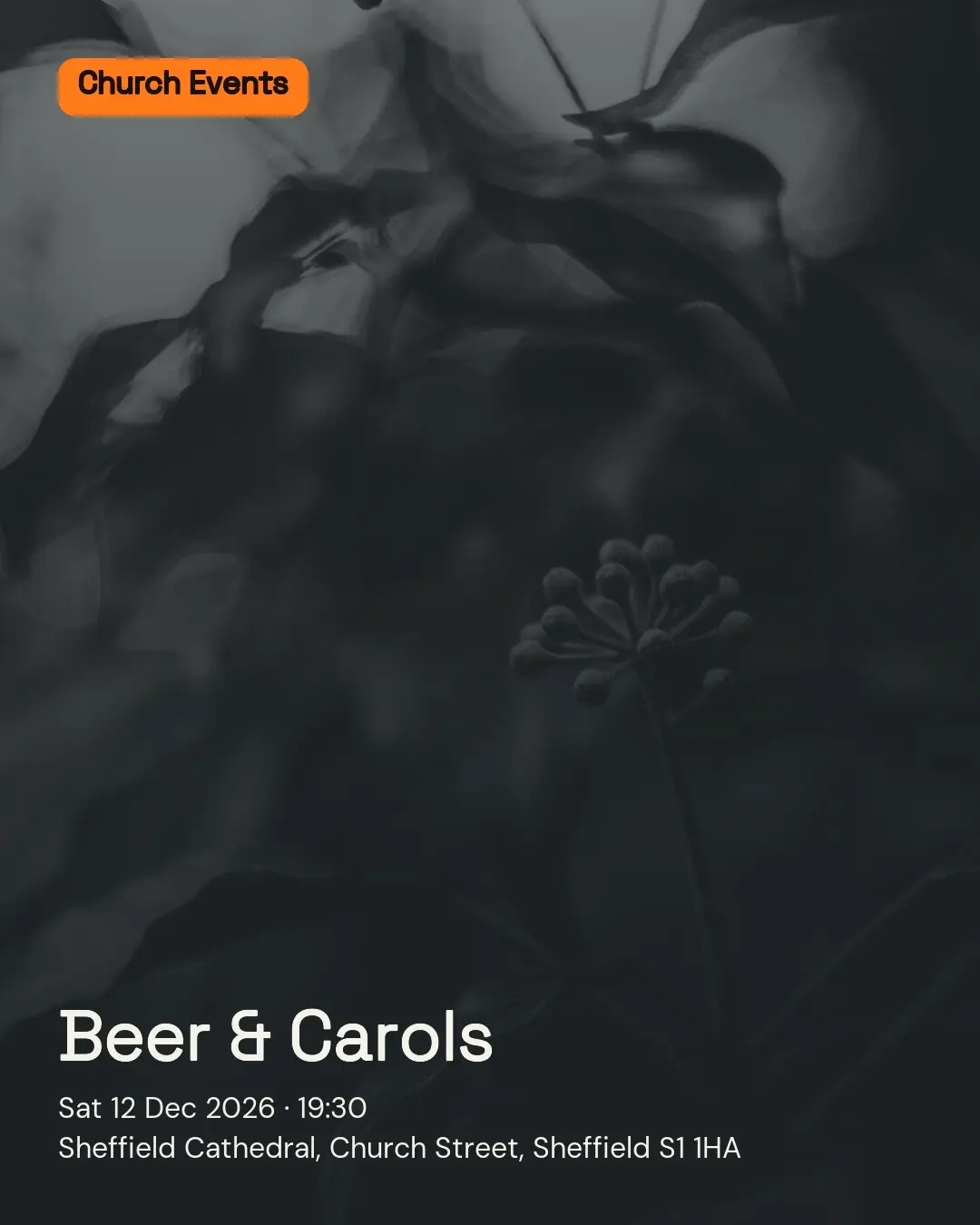 Beer & Carols. Sat 12 Dec 2026. Sheffield Cathedral, Church Street, Sheffield S1 1HA.