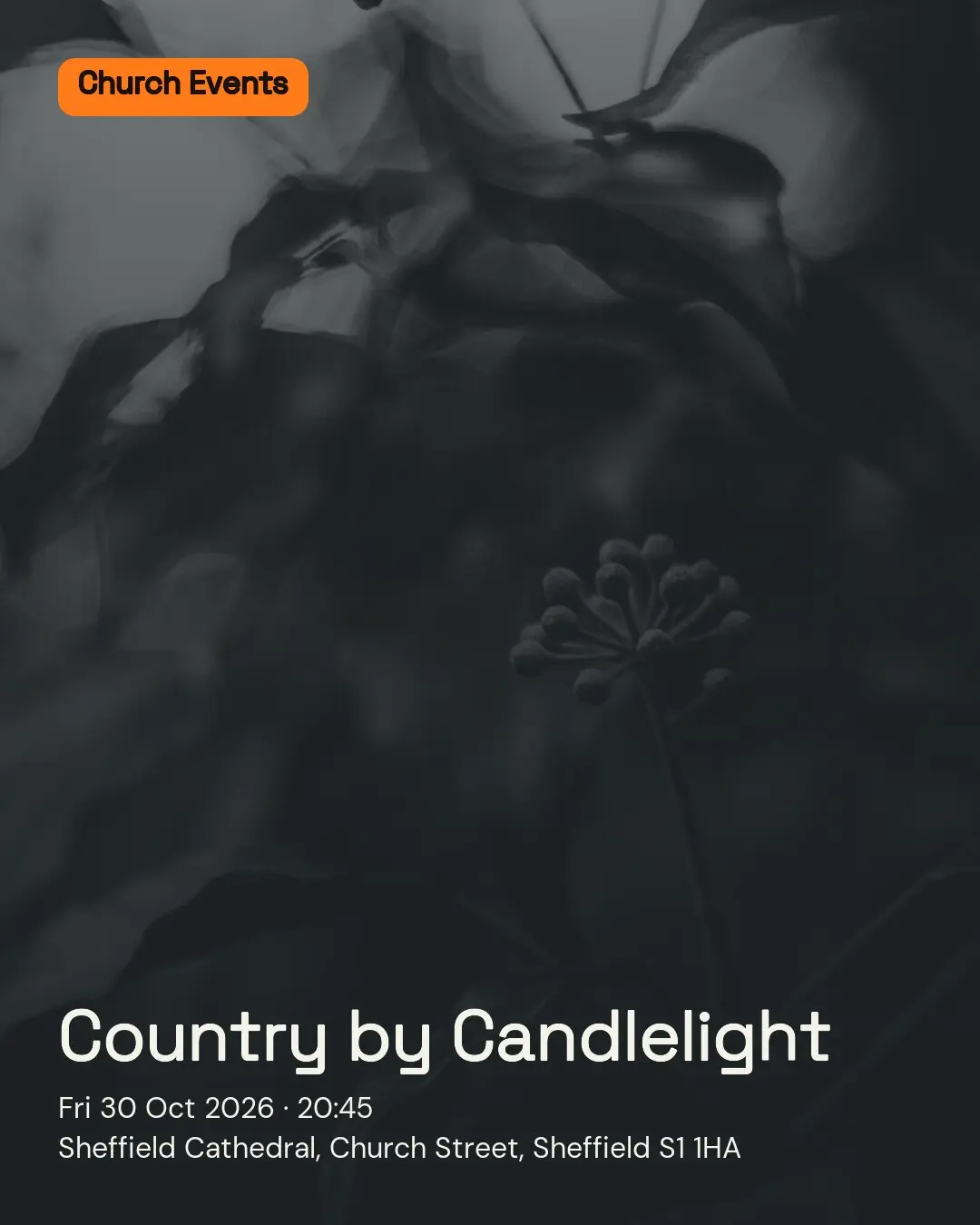 Country by Candlelight. Fri 30 Oct 2026. Sheffield Cathedral, Church Street, Sheffield S1 1HA.
