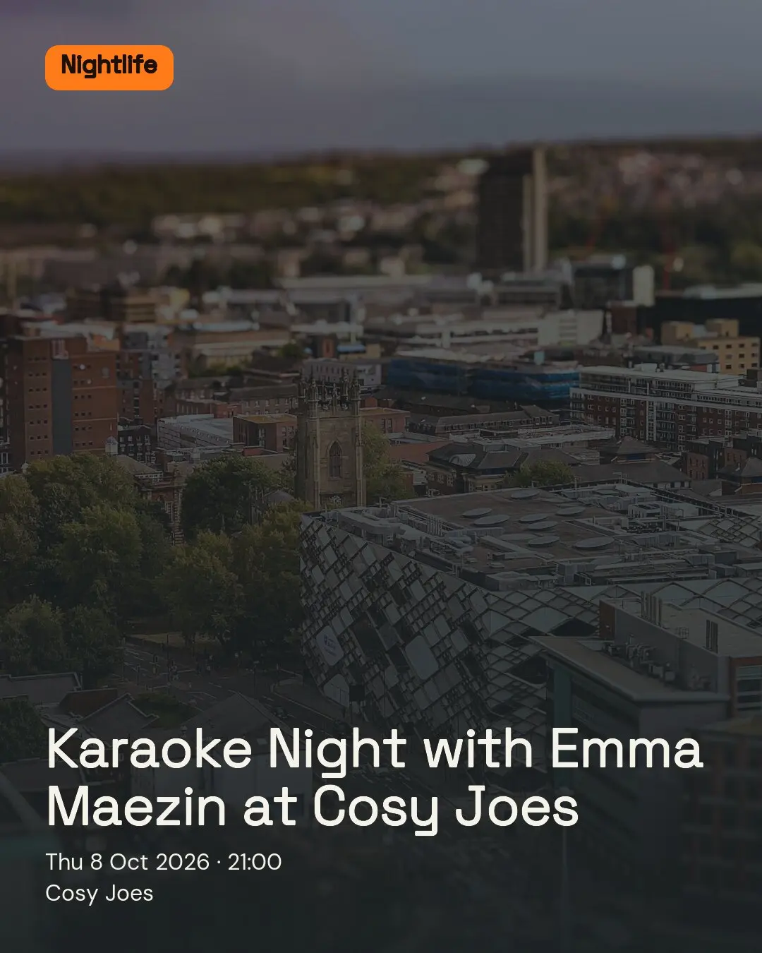 Karaoke Night with Emma Maezin at Cosy Joes. Thu 8 Oct 2026. Cosy Joes.