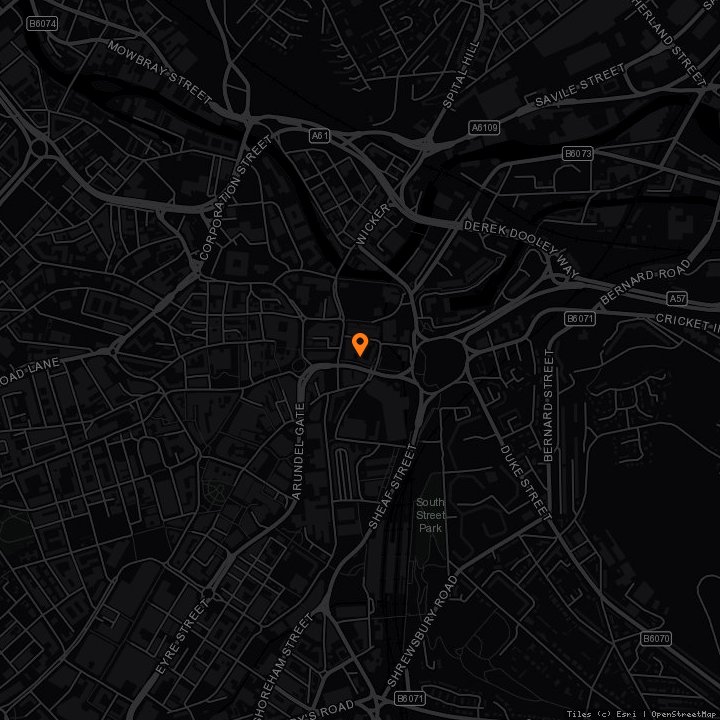 Map showing Canada House · Canada House, 11-15 Commercial Street, Sheffield, S1 2AT