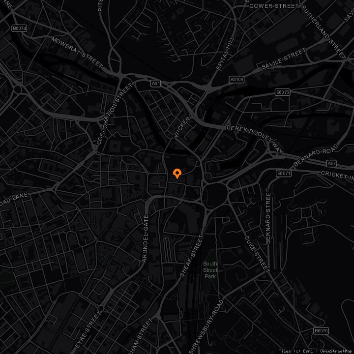 Map showing Delicious Clam · Delicious Clam, Sheffield, S2 5TS