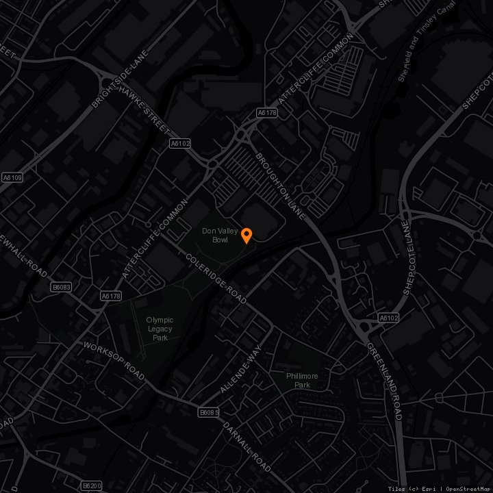 Map showing Don Valley Bowl · Don Valley Bowl, Sheffield, S9 5DP