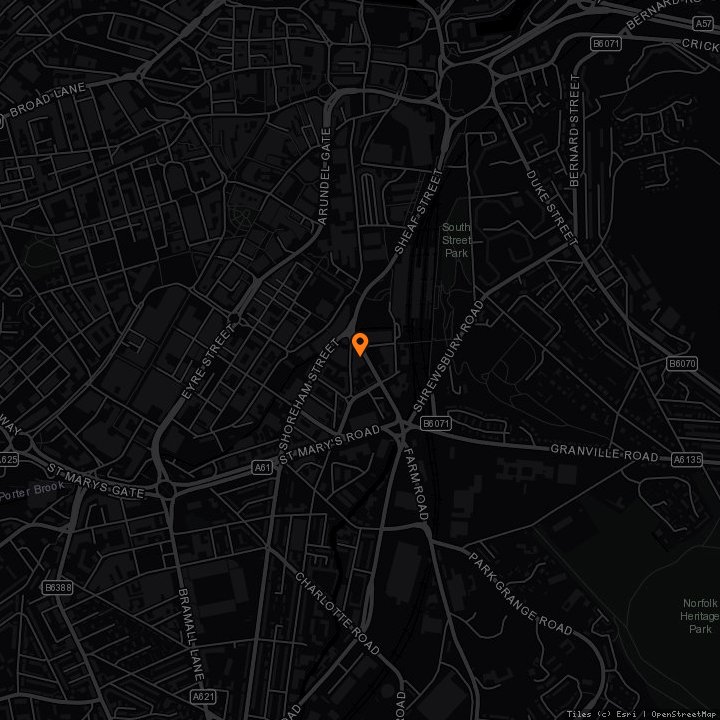 Map showing Electric Studios · Electric Studios, Sheffield, S1 4SE