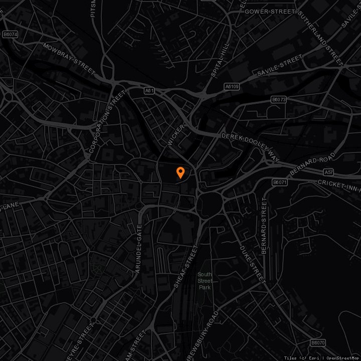 Map showing Exchange Place Studios · Exchange Place Studios, Exchange Street, Sheffield, S2 5TR