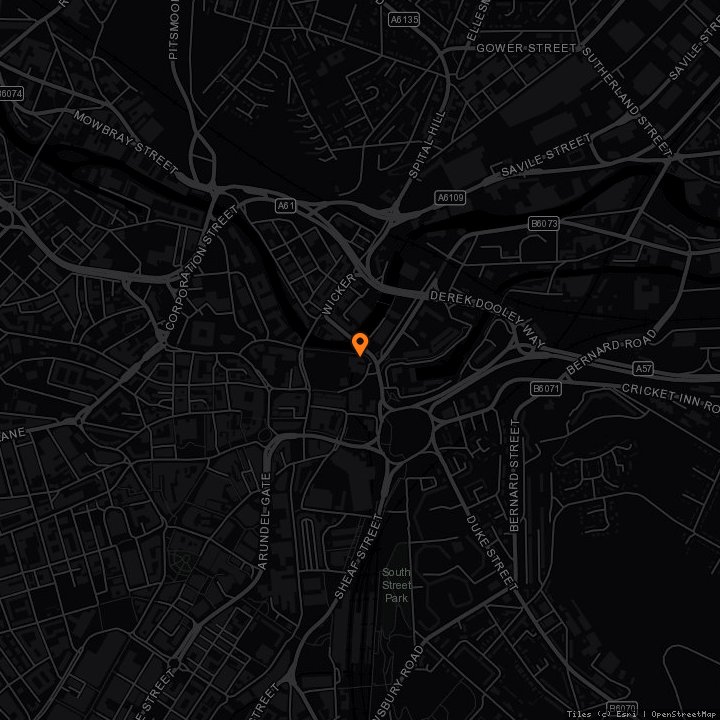 Map showing Grey to Green, Castlegate · Grey to Green, Castlegate, Sheffield, S3 8LE
