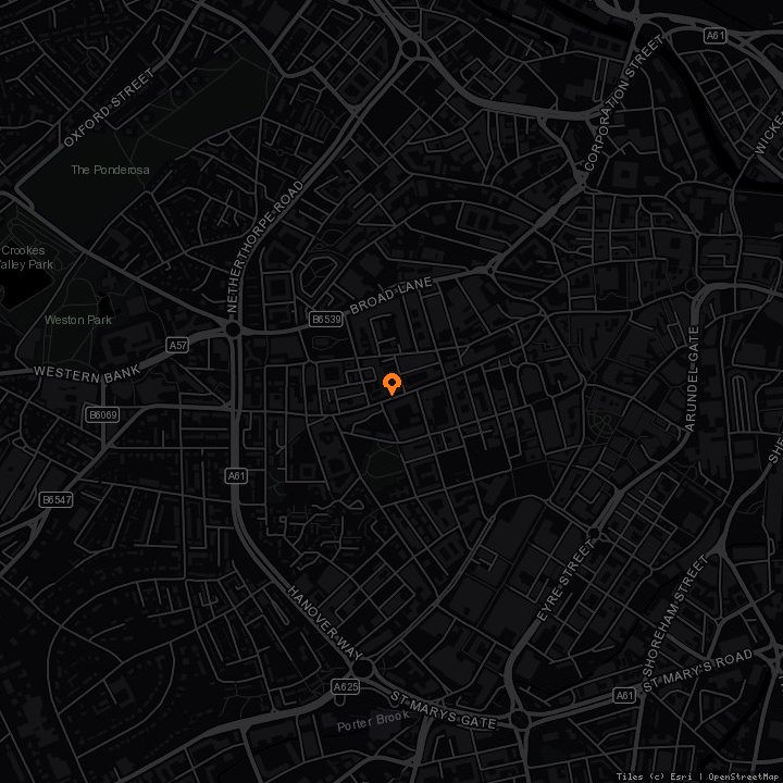 Map showing Hallamshire Hotel