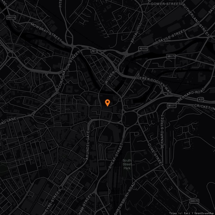 Map showing Marioland Skate Park · Marioland Skate Park, 10 Exchange Street, Sheffield, S2 5TS