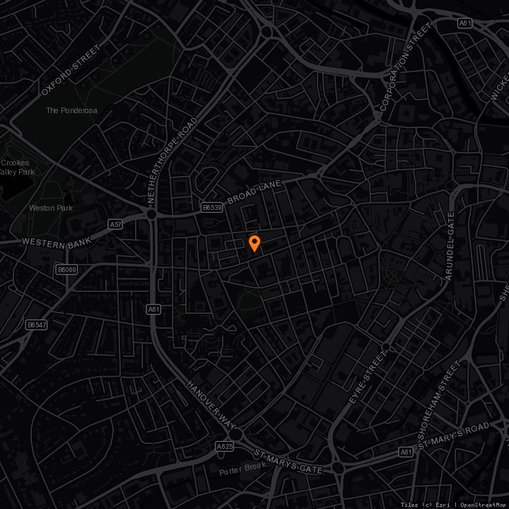 Map showing The Hallamshire Hotel · The Hallamshire Hotel, Sheffield, S1 4ET