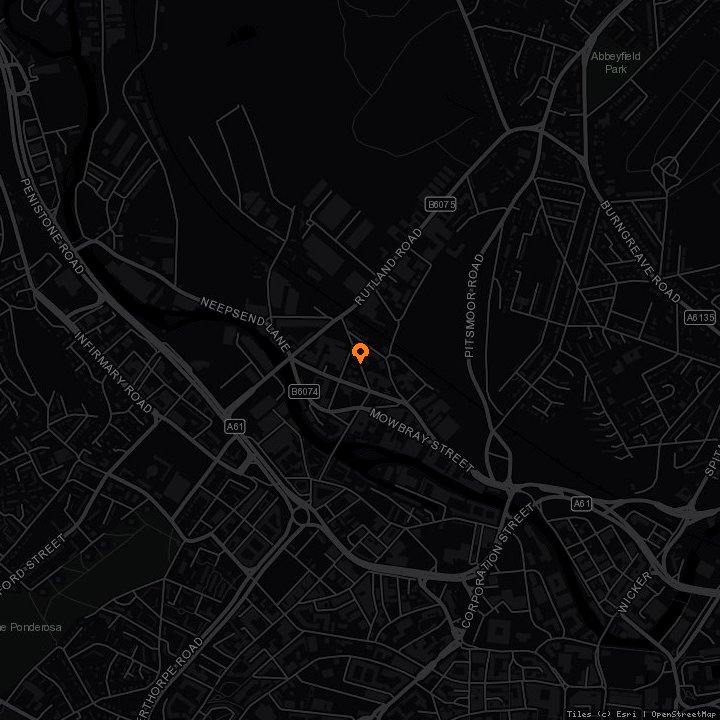 Map showing The Lughole · The Lughole, Harvest Lane, Sheffield, S3 8EF