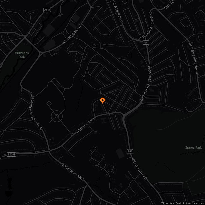 Map showing Woodseats Community Garden
