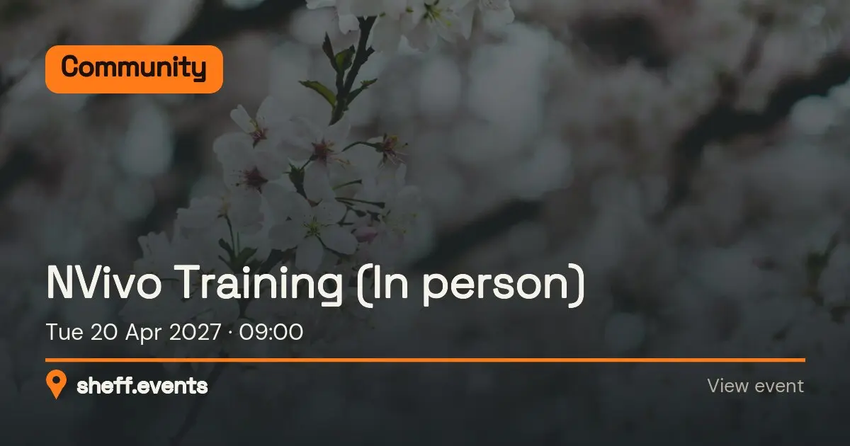 NVivo Training (In person). Tue 20 Apr 2027.