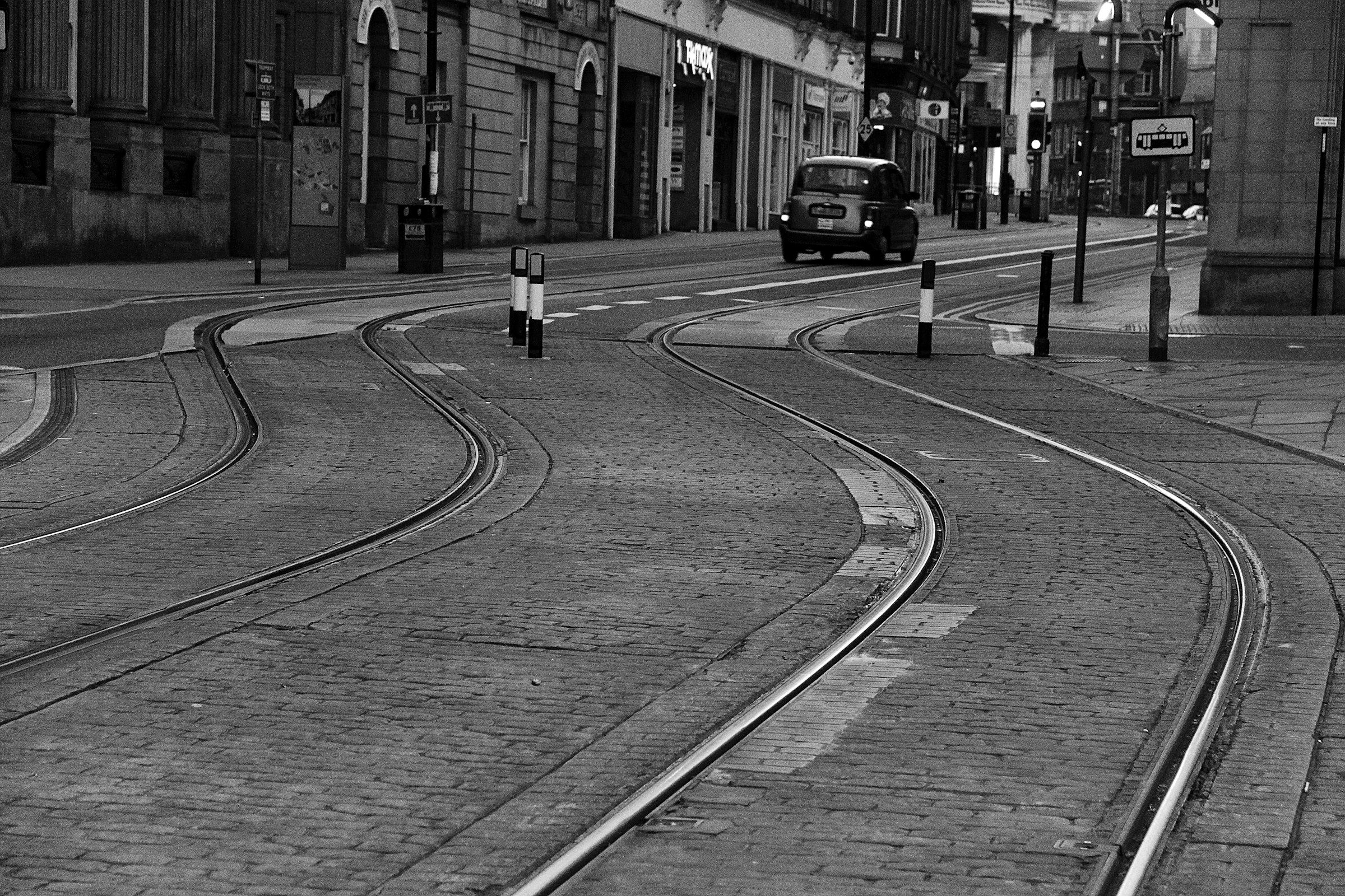 Black Cab & Tram Rails