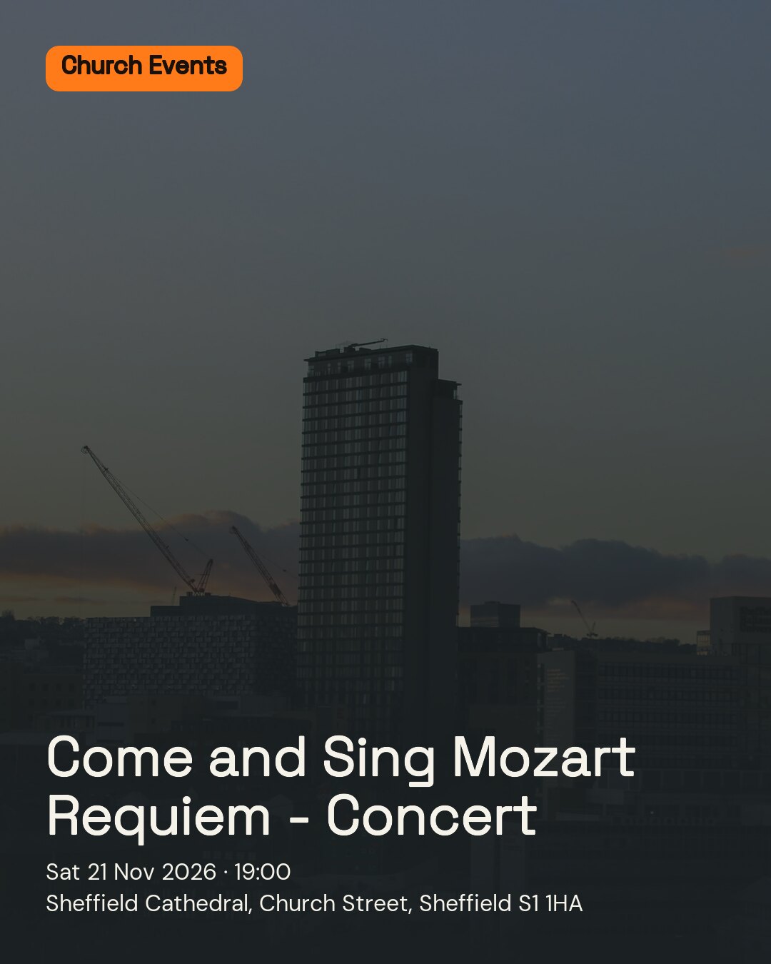 Come and Sing Mozart Requiem - Concert. Sat 21 Nov 2026. Sheffield Cathedral, Church Street, Sheffield S1 1HA.