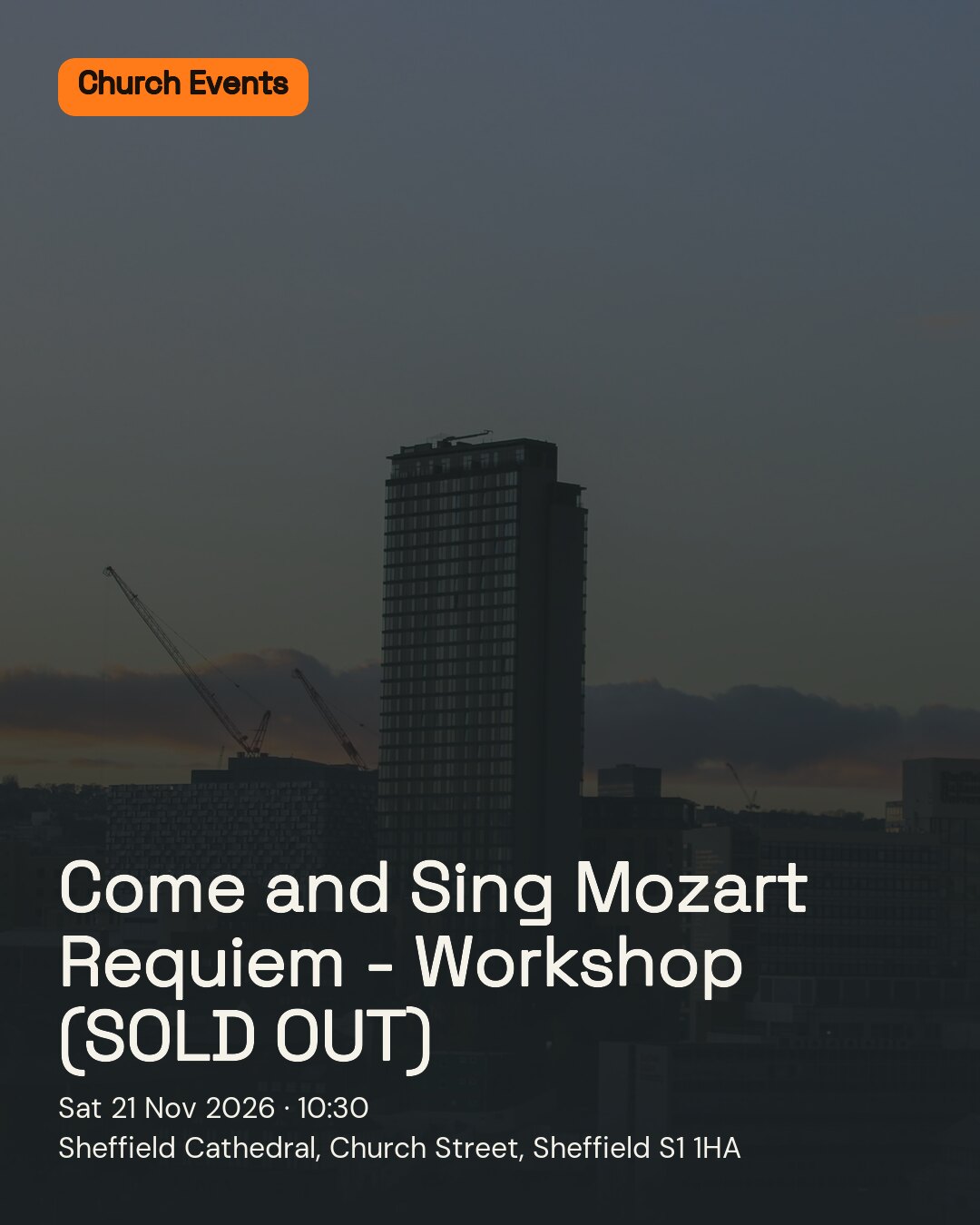 Come and Sing Mozart Requiem - Workshop (SOLD OUT). Sat 21 Nov 2026. Sheffield Cathedral, Church Street, Sheffield S1 1HA.