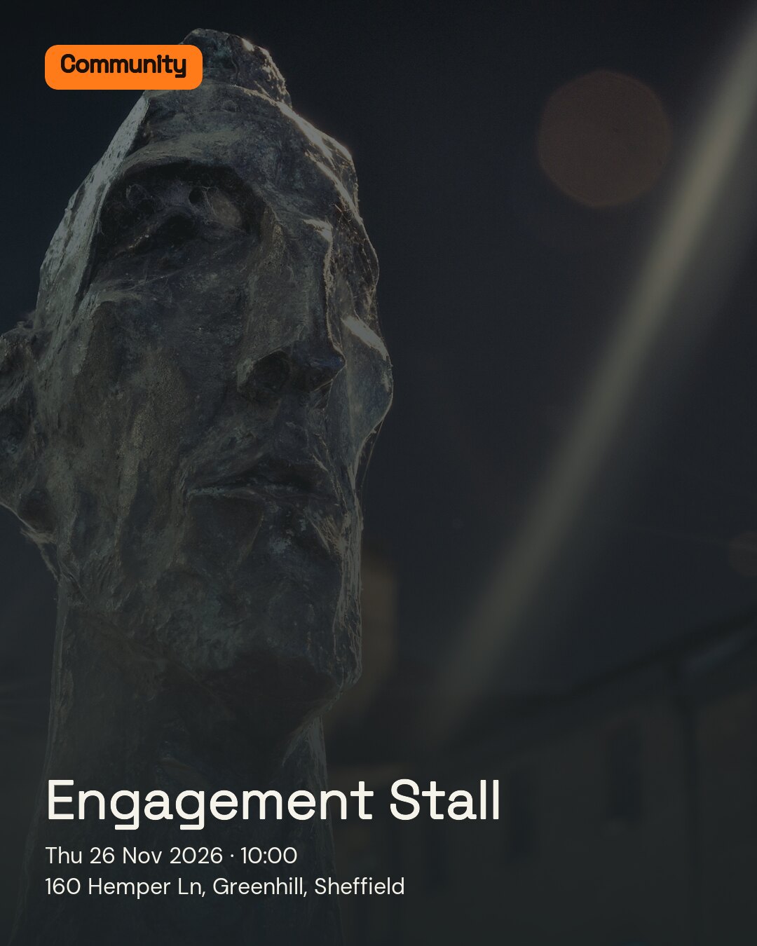 Engagement Stall. Thu 26 Nov 2026. 160 Hemper Ln, Greenhill, Sheffield.