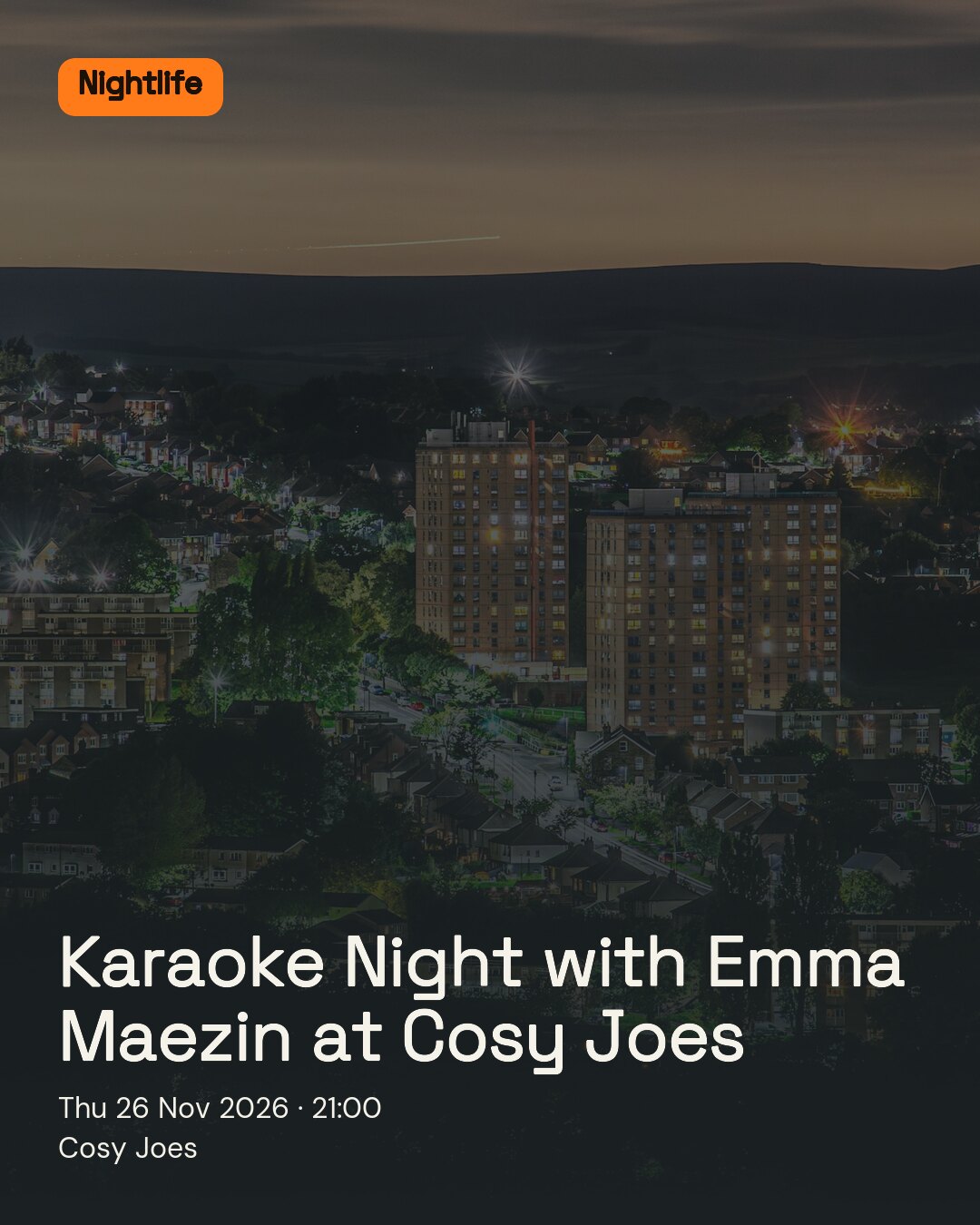 Karaoke Night with Emma Maezin at Cosy Joes. Thu 26 Nov 2026. Cosy Joes.