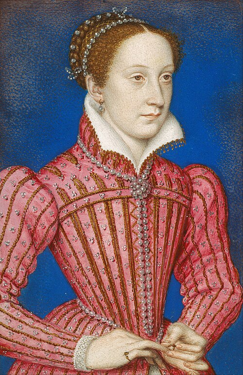 A sixteenth-century portrait of Mary, Queen of Scots in white mourning dress.