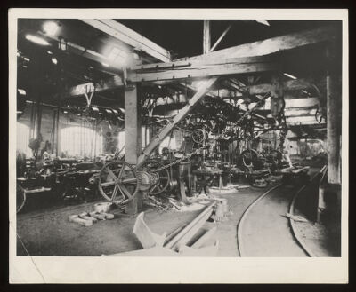 Machine shop, Davy & United Engineering Co. Ltd., Park Iron Works, Sheffield. Reproduction, 1957, of a photograph of ca. 1890