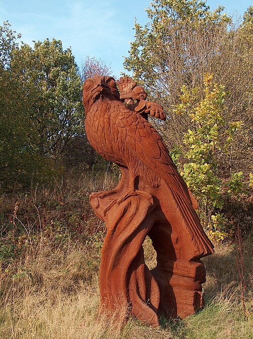 "Bird and Boy" rusting sculpture, Rutland Road, Sheffield - geograph.org.uk - 2662644